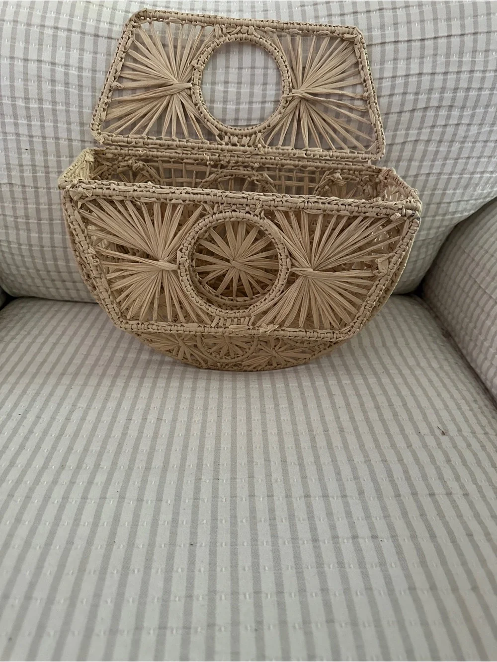 House of Harlow 1960 Natural Woven Circle Straw Tote